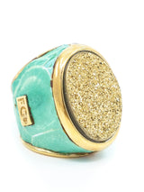 Leather Wrapped Druzy Stone Ring Accessory arcadeshops.com