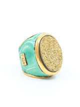 Leather Wrapped Druzy Stone Ring Accessory arcadeshops.com