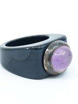 Lavender Quartz Glass Signet Ring Accessory arcadeshops.com