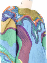 Multicolor Beaded Pleated Top Top arcadeshops.com