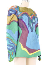 Multicolor Beaded Pleated Top Top arcadeshops.com