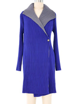 Blue Plisse Pleat Longline Jacket Jacket arcadeshops.com