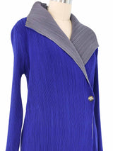 Blue Plisse Pleat Longline Jacket Jacket arcadeshops.com