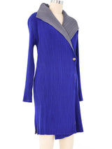 Blue Plisse Pleat Longline Jacket Jacket arcadeshops.com