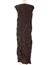 Brown Dimensional Pleat Maxi Dress Dress arcadeshops.com