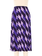 Issey Miyake Pleats Please Geometric Printed Purple Skirt Bottom arcadeshops.com
