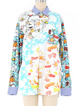 Comme des Garcons Comic Print Button Down Top arcadeshops.com