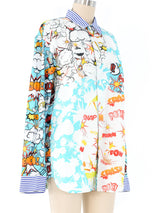 Comme des Garcons Comic Print Button Down Top arcadeshops.com