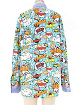 Comme des Garcons Comic Print Button Down Top arcadeshops.com