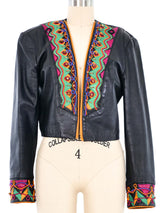 Embellished Leather Crop Jacket Jacket arcadeshops.com