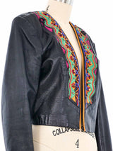 Embellished Leather Crop Jacket Jacket arcadeshops.com