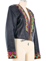 Embellished Leather Crop Jacket Jacket arcadeshops.com
