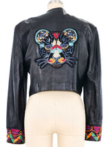 Embellished Leather Crop Jacket Jacket arcadeshops.com
