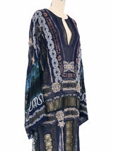 Sheer Navy Embroidered Caftan Dress arcadeshops.com
