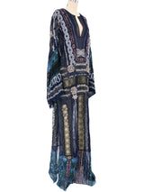 Sheer Navy Embroidered Caftan Dress arcadeshops.com