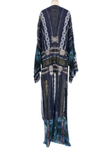 Sheer Navy Embroidered Caftan Dress arcadeshops.com