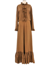1970s Bronze Silk Prairie Dress Dress arcadeshops.com