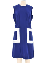 1960s Navy Geometric Shift Dress Dress arcadeshops.com