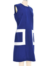 1960s Navy Geometric Shift Dress Dress arcadeshops.com