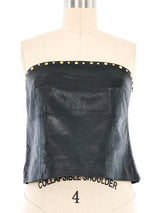 Versace Dome Studded Strapless Leather Bustier Top arcadeshops.com