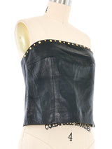Versace Dome Studded Strapless Leather Bustier Top arcadeshops.com