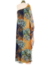 Mr. Blackwell One Shoulder Printed Chiffon Gown Dress arcadeshops.com