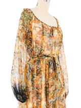 Autumnal Floral Chiffon Maxi Dress Dress arcadeshops.com
