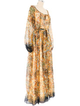 Autumnal Floral Chiffon Maxi Dress Dress arcadeshops.com