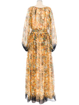 Autumnal Floral Chiffon Maxi Dress Dress arcadeshops.com