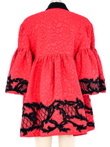 Red Brocade Bell Sleeve Coat Jacket arcadeshops.com