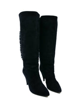 Leather Applique Suede Heeled Boots, 7 Accessory arcadeshops.com