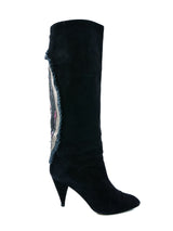 Leather Applique Suede Heeled Boots, 7 Accessory arcadeshops.com
