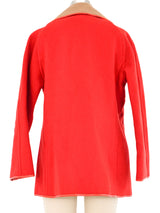 Leather Trimmed Red Felt Coat Outerwear arcadeshops.com