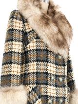 Fur Trimmed Tweed Coat Outerwear arcadeshops.com
