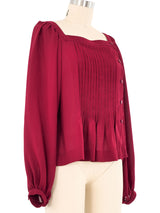 Albert Nipon Pleated Peasant Sleeve Blouse Top arcadeshops.com