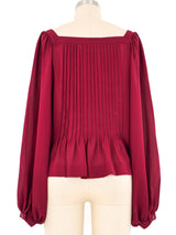 Albert Nipon Pleated Peasant Sleeve Blouse Top arcadeshops.com