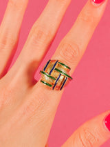 18k Enamel Basketweave Dome Ring Fine Jewelry arcadeshops.com
