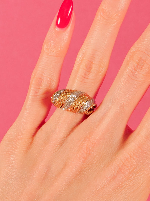 Diamond Accented Rope Style Dome Ring Fine Jewelry arcadeshops.com