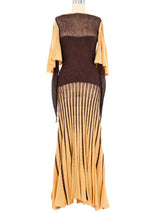 Brown Knit Angel Sleeve Maxi Dress Dress arcadeshops.com