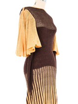 Brown Knit Angel Sleeve Maxi Dress Dress arcadeshops.com
