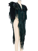 Fur Trimmed Fringed Suede Capelet Jacket arcadeshops.com