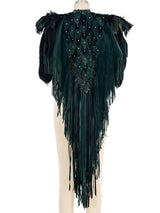 Fur Trimmed Fringed Suede Capelet Jacket arcadeshops.com