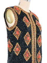 1960s Coral Beaded Sequin Vest Jacket arcadeshops.com