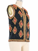 1960s Coral Beaded Sequin Vest Jacket arcadeshops.com