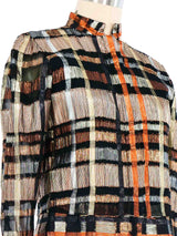 Metallic Check Cropped Shirt Top arcadeshops.com