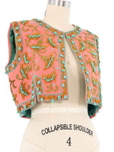 1960s Bead Embellished Coral Vest Jacket arcadeshops.com