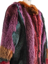 Multicolor Fox Fur Coat Outerwear arcadeshops.com