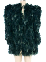 Yves Saint Laurent Green Feather Jacket Outerwear arcadeshops.com