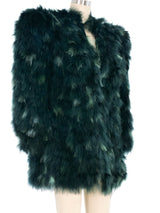 Yves Saint Laurent Green Feather Jacket Outerwear arcadeshops.com