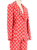 1970s Red Brocade Pant Suit Suit arcadeshops.com